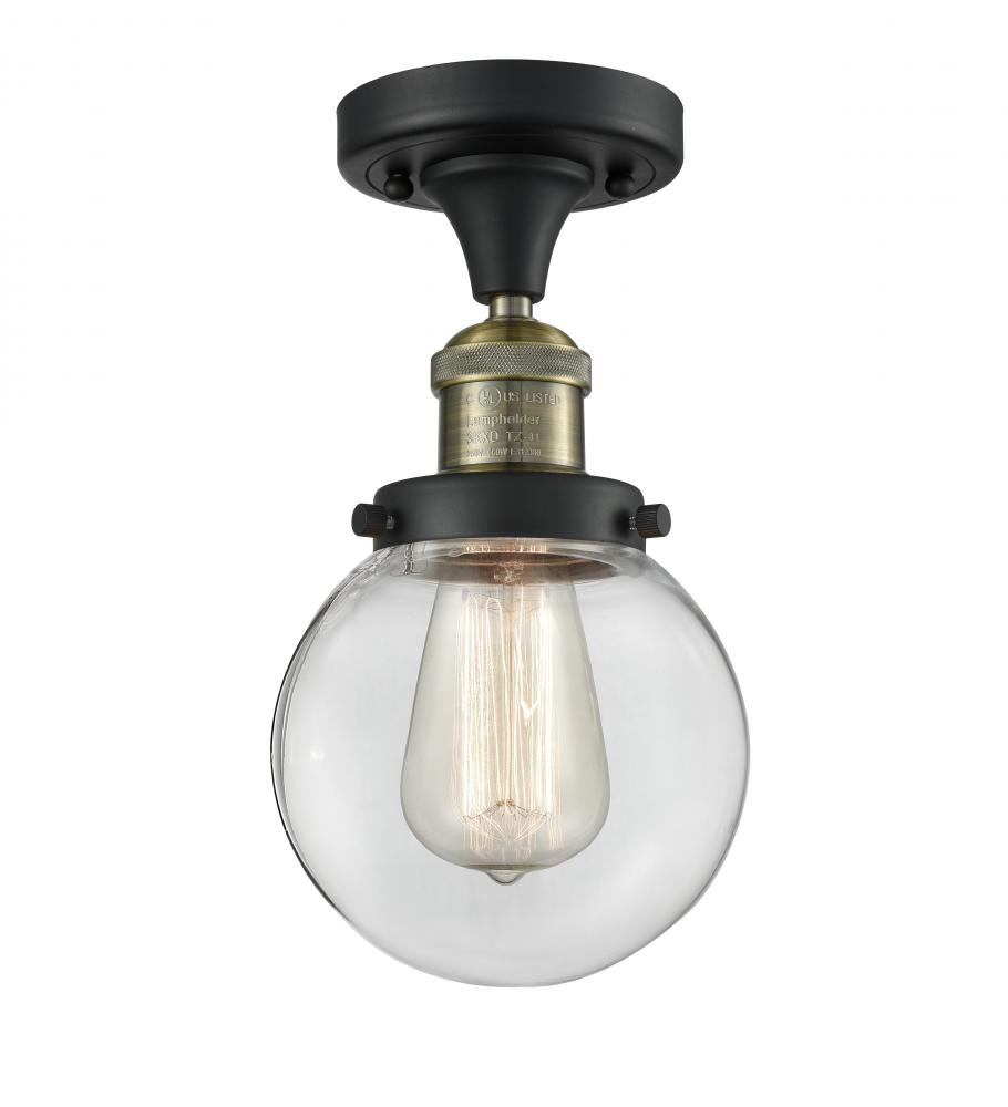 Beacon - 1 Light - 6 inch - Black Antique Brass - Semi-Flush Mount