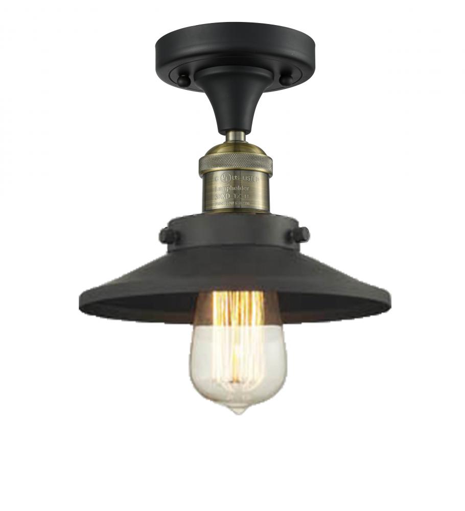 Railroad - 1 Light - 7 inch - Black Antique Brass - Semi-Flush Mount