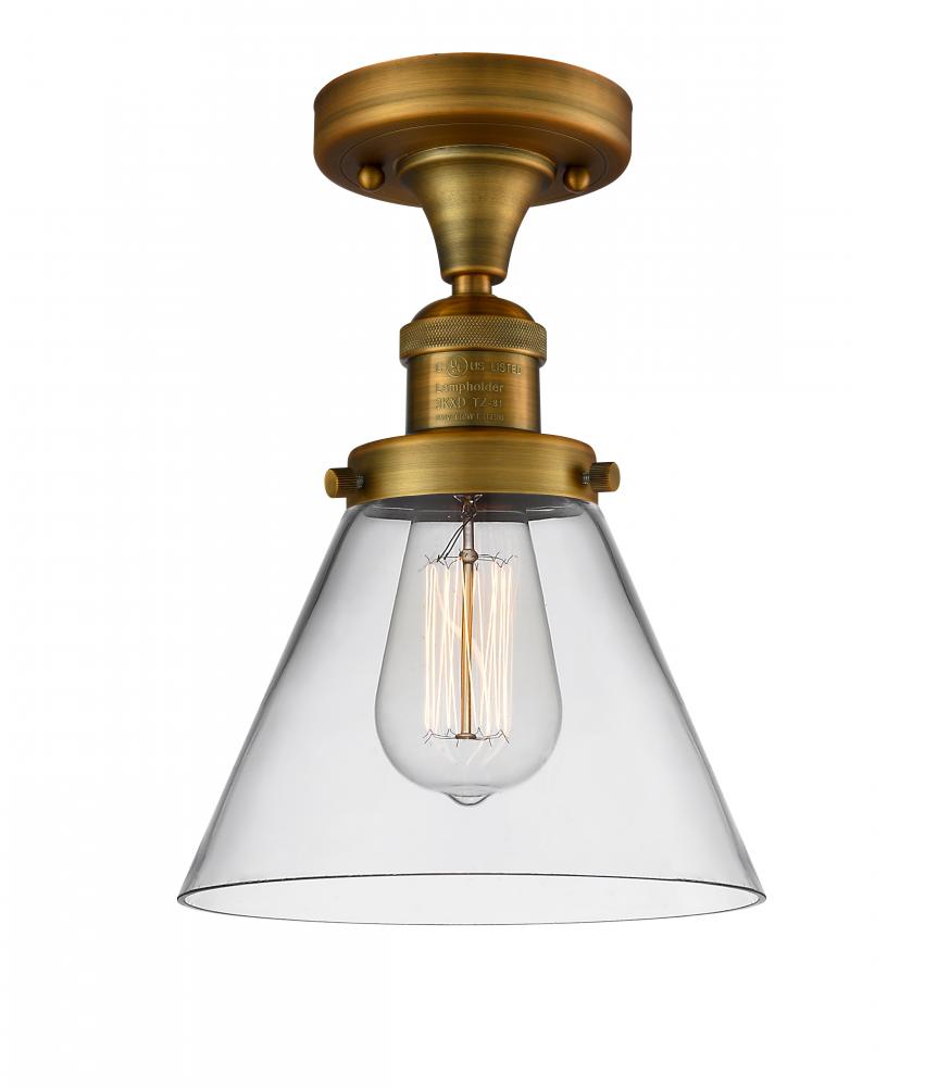 Cone - 1 Light - 8 inch - Brushed Brass - Semi-Flush Mount