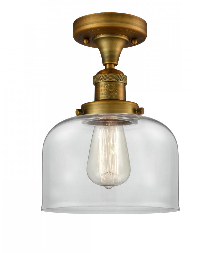 Bell - 1 Light - 8 inch - Brushed Brass - Semi-Flush Mount