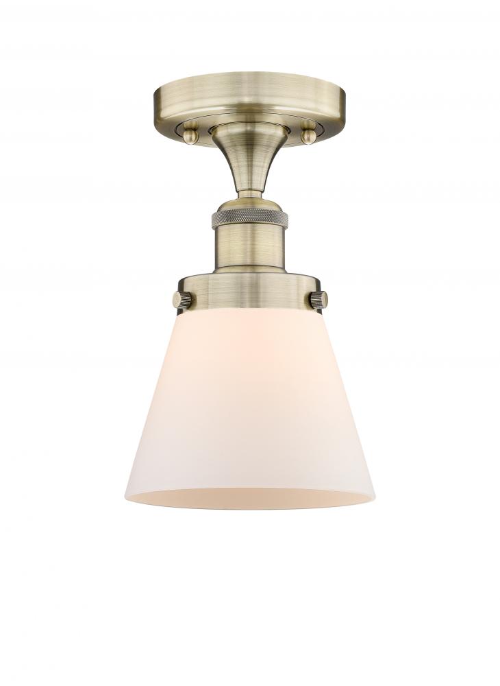 Cone - 1 Light - 6 inch - Antique Brass - Semi-Flush Mount