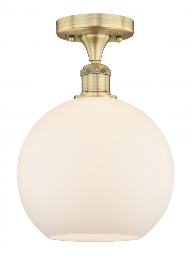 Athens - 1 Light - 10 inch - Brushed Brass - Semi-Flush Mount