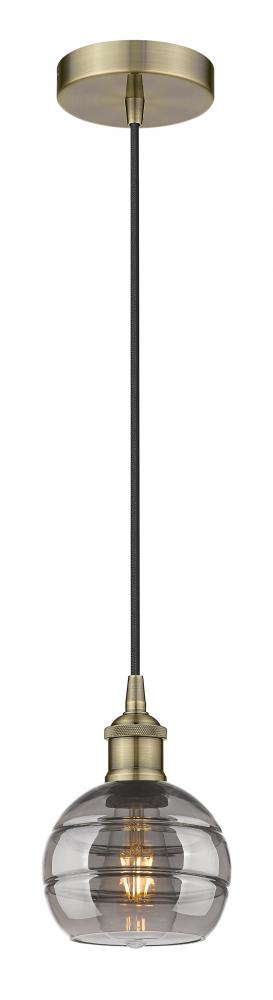 Rochester - 1 Light - 6 inch - Antique Brass - Cord hung - Mini Pendant