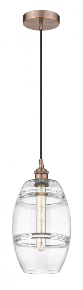 Vaz - 1 Light - 8 inch - Antique Copper - Cord hung - Mini Pendant