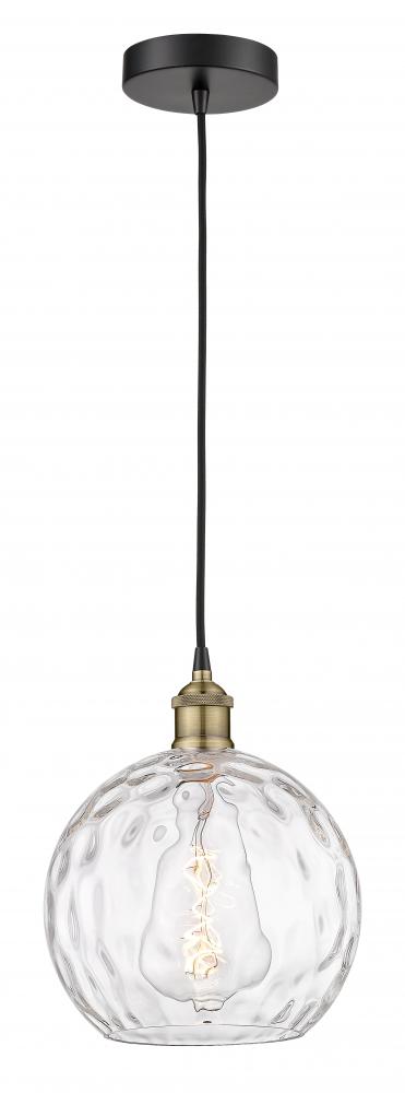 Athens Water Glass - 1 Light - 10 inch - Black Antique Brass - Cord hung - Mini Pendant
