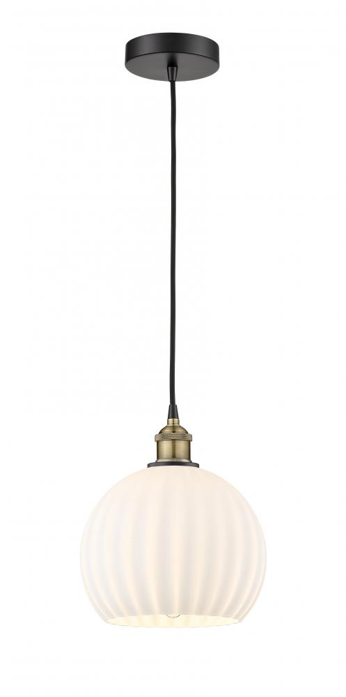 White Venetian - 1 Light - 10 inch - Black Antique Brass - Cord Hung - Mini Pendant