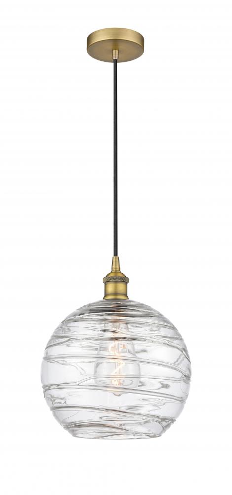 Athens Deco Swirl - 1 Light - 10 inch - Brushed Brass - Cord hung - Mini Pendant
