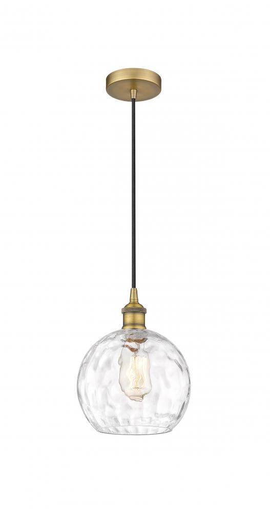 Athens Water Glass - 1 Light - 8 inch - Brushed Brass - Cord hung - Mini Pendant