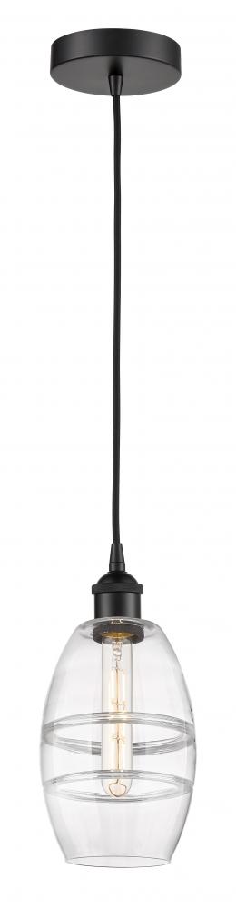 Vaz - 1 Light - 6 inch - Matte Black - Cord hung - Mini Pendant