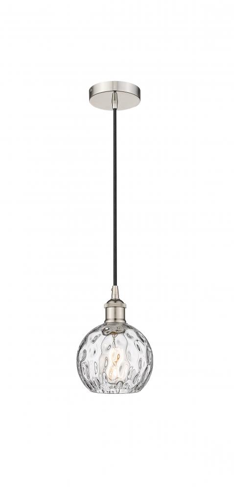 Athens Water Glass - 1 Light - 6 inch - Polished Nickel - Cord hung - Mini Pendant