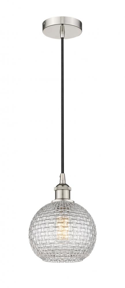 Athens - 1 Light - 8 inch - Polished Nickel - Cord hung - Mini Pendant