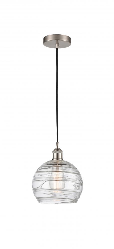 Athens Deco Swirl - 1 Light - 8 inch - Brushed Satin Nickel - Cord hung - Mini Pendant
