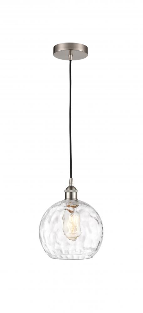 Athens Water Glass - 1 Light - 8 inch - Brushed Satin Nickel - Cord hung - Mini Pendant