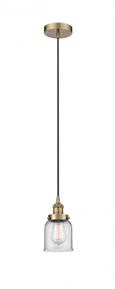 Bell - 1 Light - 5 inch - Antique Brass - Cord hung - Mini Pendant