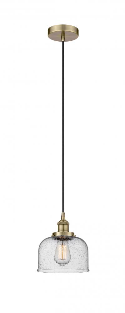 Bell - 1 Light - 8 inch - Antique Brass - Cord hung - Mini Pendant