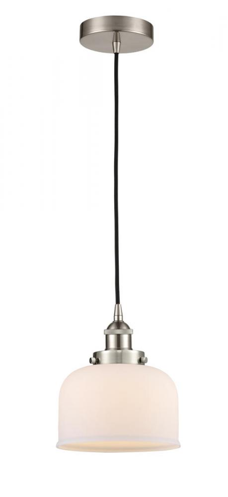 Bell - 1 Light - 8 inch - Brushed Satin Nickel - Cord hung - Mini Pendant