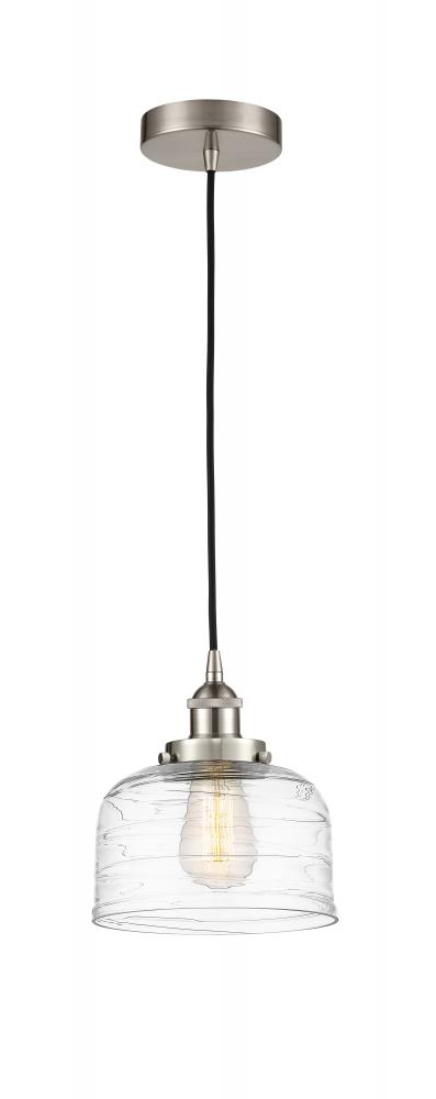 Bell - 1 Light - 8 inch - Brushed Satin Nickel - Cord hung - Mini Pendant