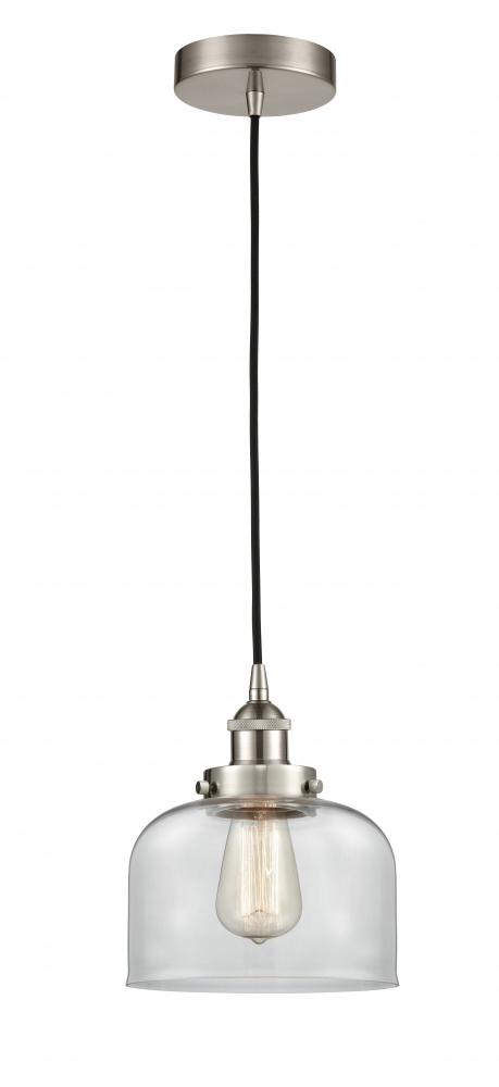 Bell - 1 Light - 8 inch - Brushed Satin Nickel - Cord hung - Mini Pendant