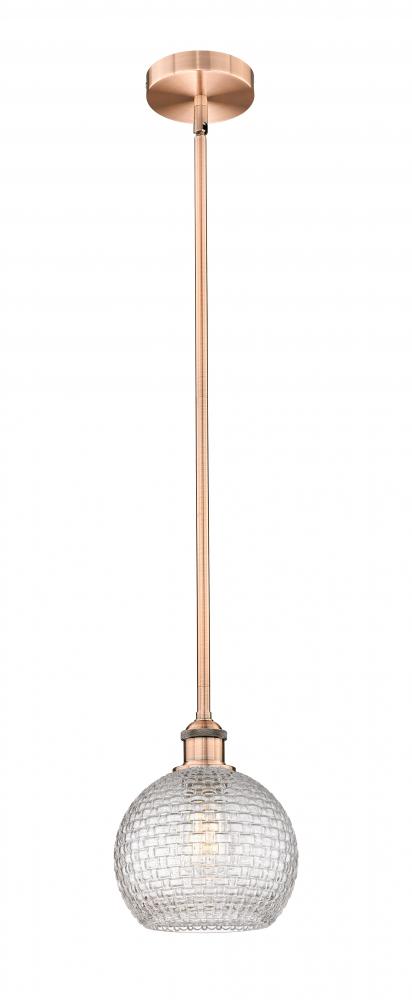 Athens - 1 Light - 8 inch - Antique Copper - Cord hung - Mini Pendant