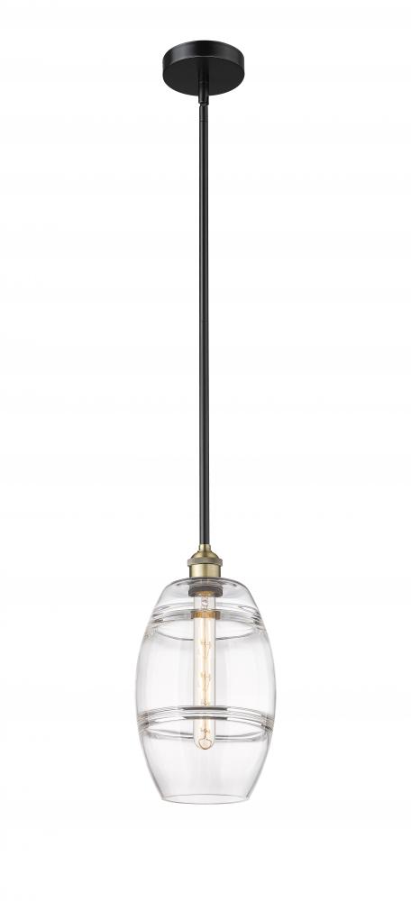 Vaz - 1 Light - 8 inch - Black Antique Brass - Cord hung - Mini Pendant