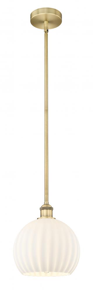 White Venetian - 1 Light - 10 inch - Brushed Brass - Stem Hung - Mini Pendant