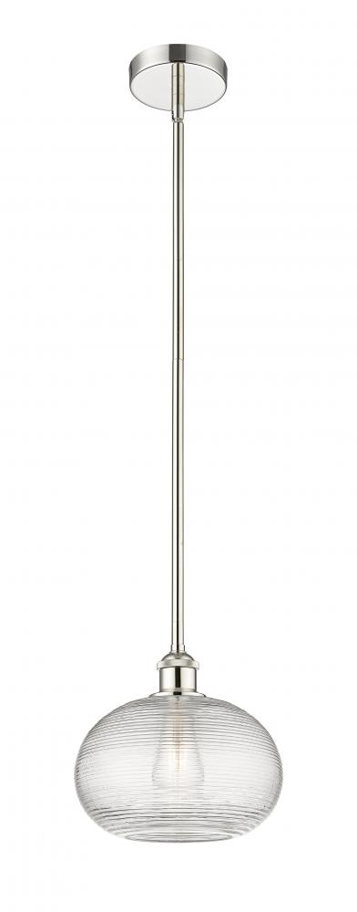 Ithaca - 1 Light - 10 inch - Polished Nickel - Cord hung - Mini Pendant