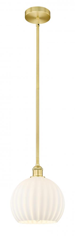 White Venetian - 1 Light - 10 inch - Satin Gold - Stem Hung - Mini Pendant