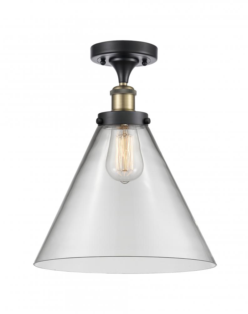 Cone - 1 Light - 12 inch - Black Antique Brass - Semi-Flush Mount