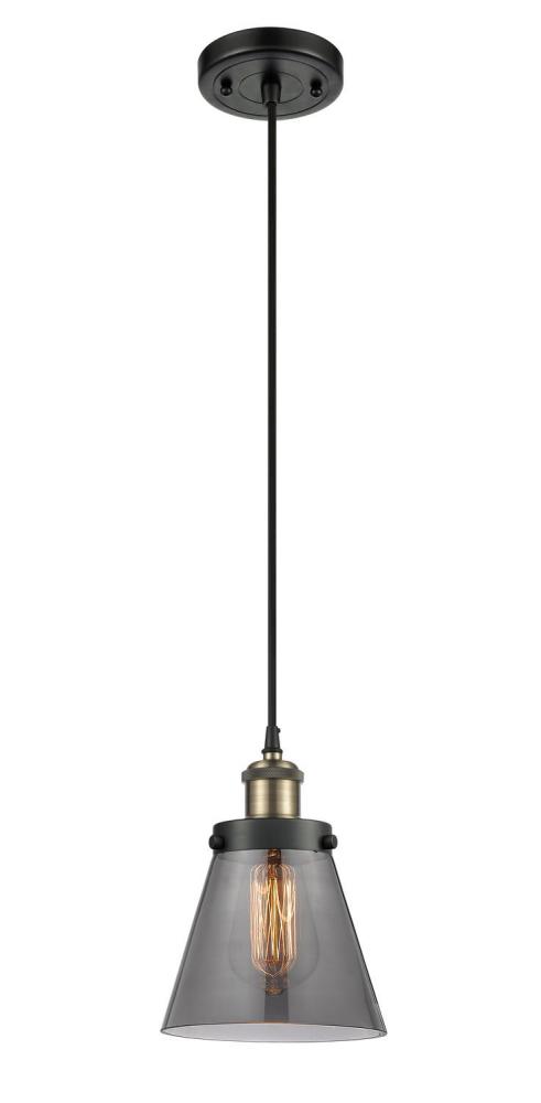 Cone - 1 Light - 6 inch - Black Antique Brass - Cord hung - Mini Pendant