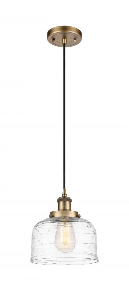 Bell - 1 Light - 8 inch - Brushed Brass - Cord hung - Mini Pendant