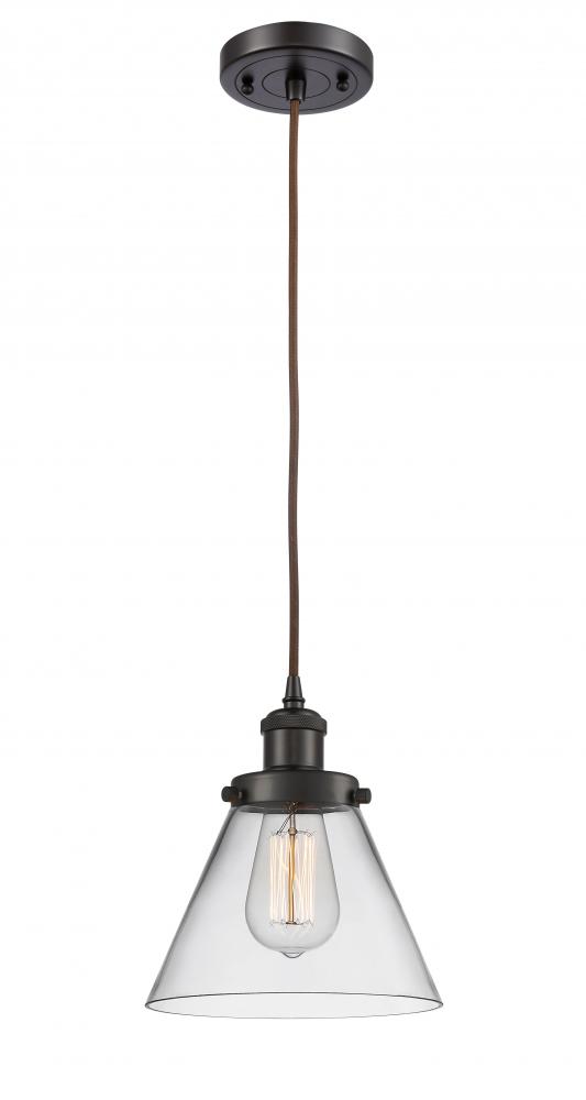 Cone - 1 Light - 8 inch - Oil Rubbed Bronze - Cord hung - Mini Pendant