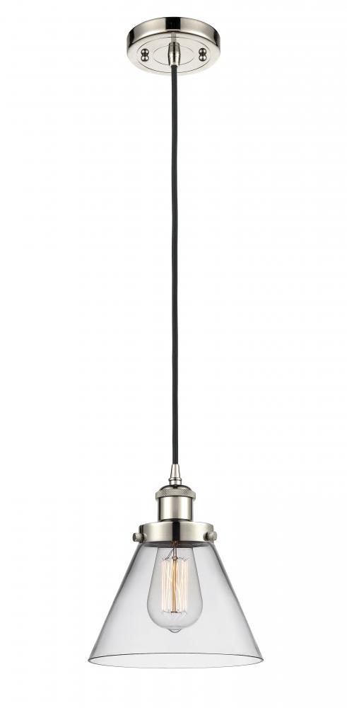 Cone - 1 Light - 8 inch - Polished Nickel - Cord hung - Mini Pendant