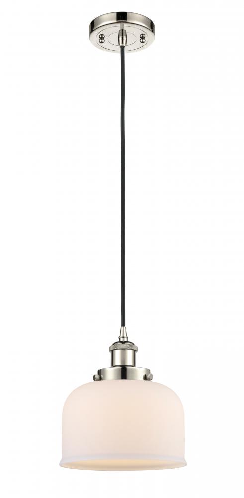Bell - 1 Light - 8 inch - Polished Nickel - Cord hung - Mini Pendant