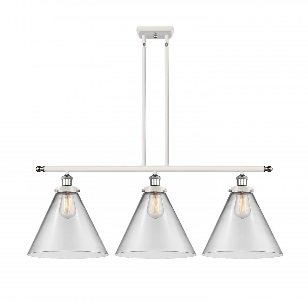 Cone - 3 Light - 36 inch - White Polished Chrome - Stem Hung - Island Light