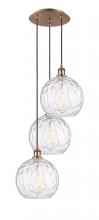 Innovations Lighting 113B-3P-AC-G1215-10 - Athens Water Glass - 3 Light - 17 inch - Antique Copper - Cord hung - Multi Pendant