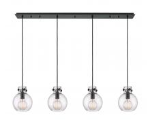 Innovations Lighting 124-410-1PS-BK-G410-8SDY - Newton Sphere - 4 Light - 52 inch - Matte Black - Cord hung - Linear Pendant