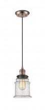 Innovations Lighting 201CBP-ACBK-G184 - Canton - 1 Light - 6 inch - Antique Copper - Cord hung - Mini Pendant