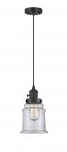 Innovations Lighting 201CSW-BK-G182 - Canton - 1 Light - 6 inch - Matte Black - Cord hung - Mini Pendant