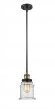 Innovations Lighting 201S-BAB-G184 - Canton - 1 Light - 7 inch - Black Antique Brass - Stem Hung - Mini Pendant