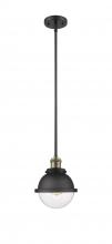 Innovations Lighting 201S-BAB-HFS-62-BK-LED - Hampden - 1 Light - 7 inch - Black Antique Brass - Stem Hung - Mini Pendant