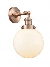 Innovations Lighting 203-AC-G201-8 - Beacon - 1 Light - 8 inch - Antique Copper - Sconce