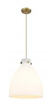 Innovations Lighting 410-1PL-BB-G412-14WH - Newton Bell - 1 Light - 14 inch - Brushed Brass - Cord hung - Pendant