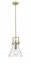 Innovations Lighting 411-1SM-BB-G411-10SDY - Newton Cone - 1 Light - 10 inch - Brushed Brass - Stem Hung - Mini Pendant