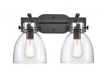 Innovations Lighting 411-2W-BK-G412-7CL - Newton Bell - 2 Light - 17 inch - Matte Black - Bath Vanity Light