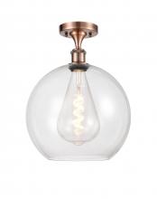 Innovations Lighting 516-1C-AC-G122-12 - Athens - 1 Light - 12 inch - Antique Copper - Semi-Flush Mount