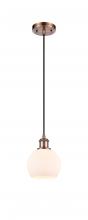 Innovations Lighting 516-1P-AC-G121-6 - Athens - 1 Light - 6 inch - Antique Copper - Cord hung - Mini Pendant