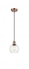 Innovations Lighting 516-1P-AC-G122-6 - Athens - 1 Light - 6 inch - Antique Copper - Cord hung - Mini Pendant