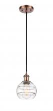 Innovations Lighting 516-1P-AC-G556-6CL - Rochester - 1 Light - 6 inch - Antique Copper - Cord hung - Mini Pendant