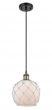 Innovations Lighting 516-1P-BAB-G121-8RW - Farmhouse Rope - 1 Light - 8 inch - Black Antique Brass - Cord hung - Mini Pendant