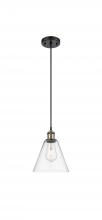 Innovations Lighting 516-1P-BAB-GBC-82 - Berkshire - 1 Light - 8 inch - Black Antique Brass - Cord hung - Mini Pendant